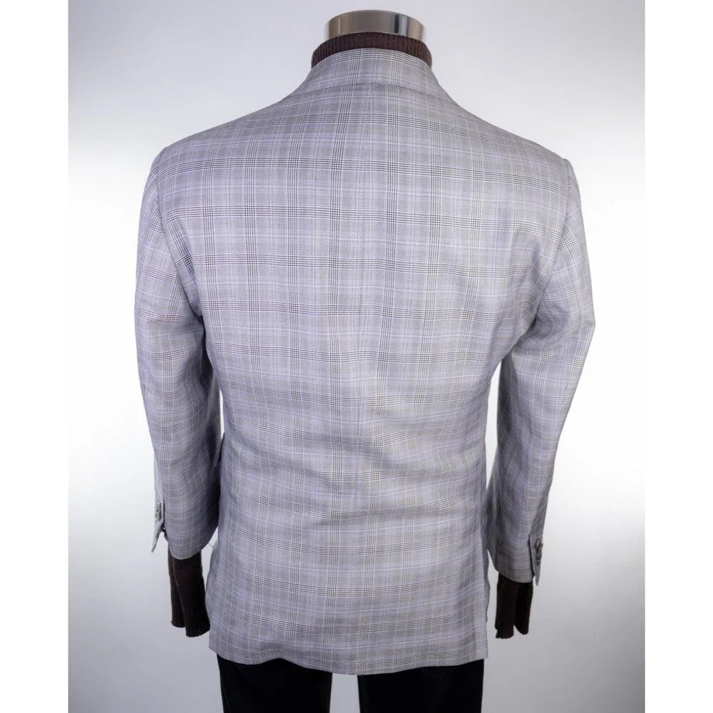 DAVID AUGUST Couture Blazer Men's 38XS Sport Coat Plaid Surgeon's Cuffs Jacket